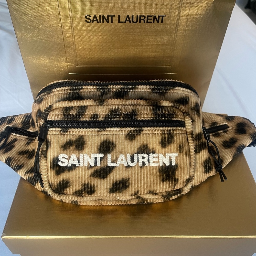 Authentic Saint Laurent Crossbody Bag In Velvet Leopard - New In Box